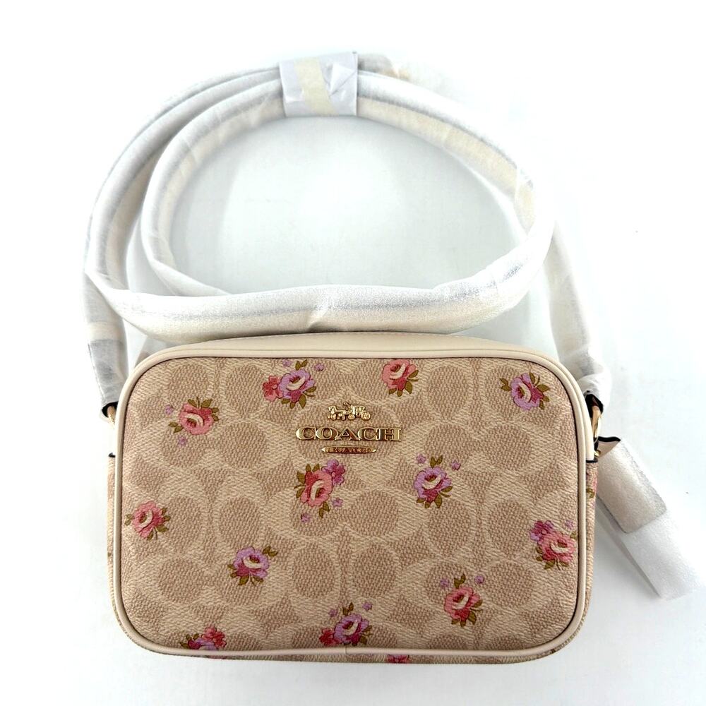 Coach Gold Sand Multi Floral Print In Signature Canvas Mini Jamie Camera Bag - Picture 3 of 12